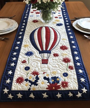 Balloons Of Liberty Quilted Table Runner
