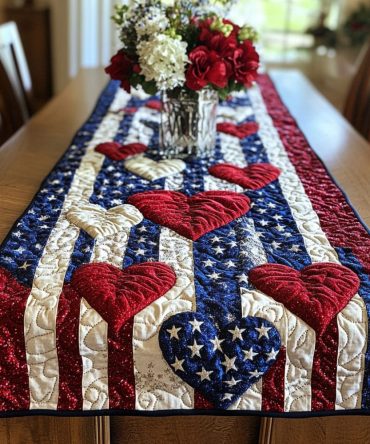 Banner Love Quilted Table Runner