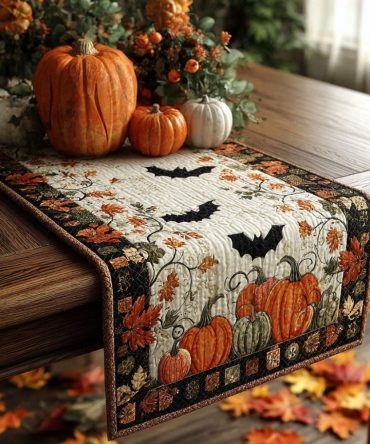 Bats In The Patch Quilted Table Runner
