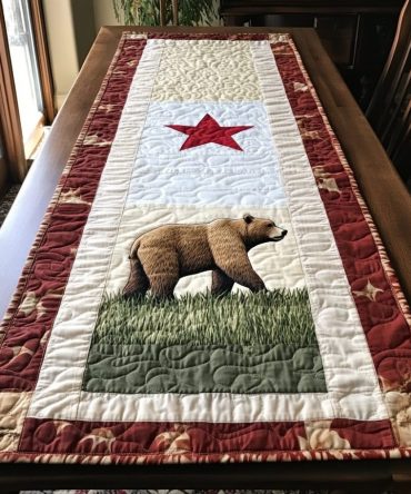Bear And Star Quilted Table Runner