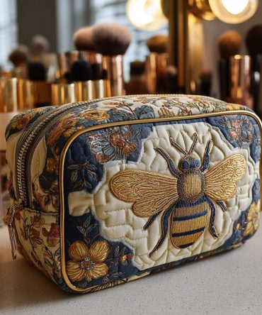 Bee Delight Quilted Makeup Bag