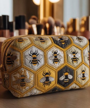 Bee Garden Quilted Makeup Bag