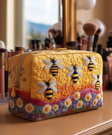 Bee Haven Quilted Makeup Bag