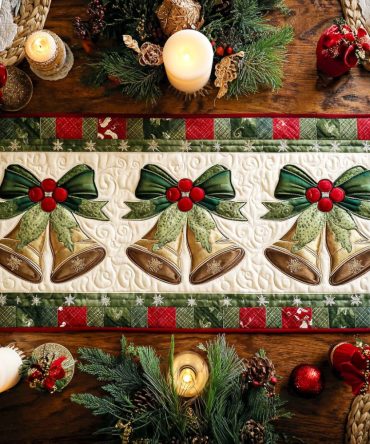 Bells Of Solstice Quilted Table Runner