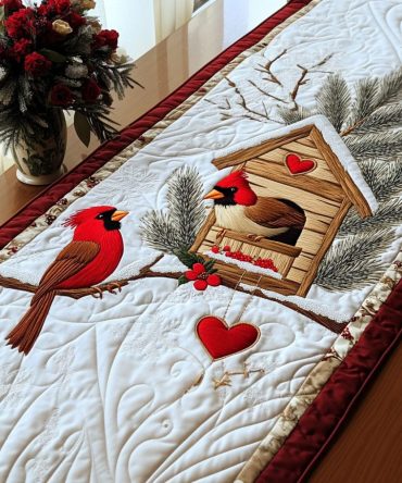 Birdhouse Love Quilted Table Runner