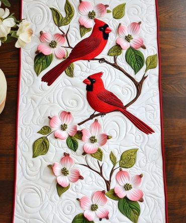 Birds And Blossoms Quilted Table Runner