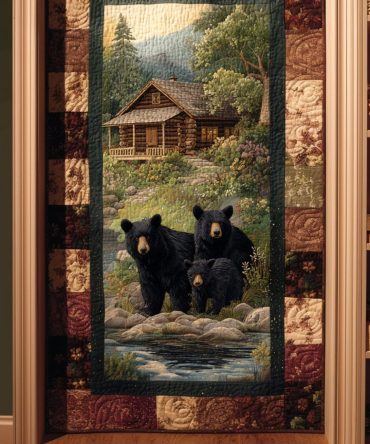 Black Bear Quilted Door Cover