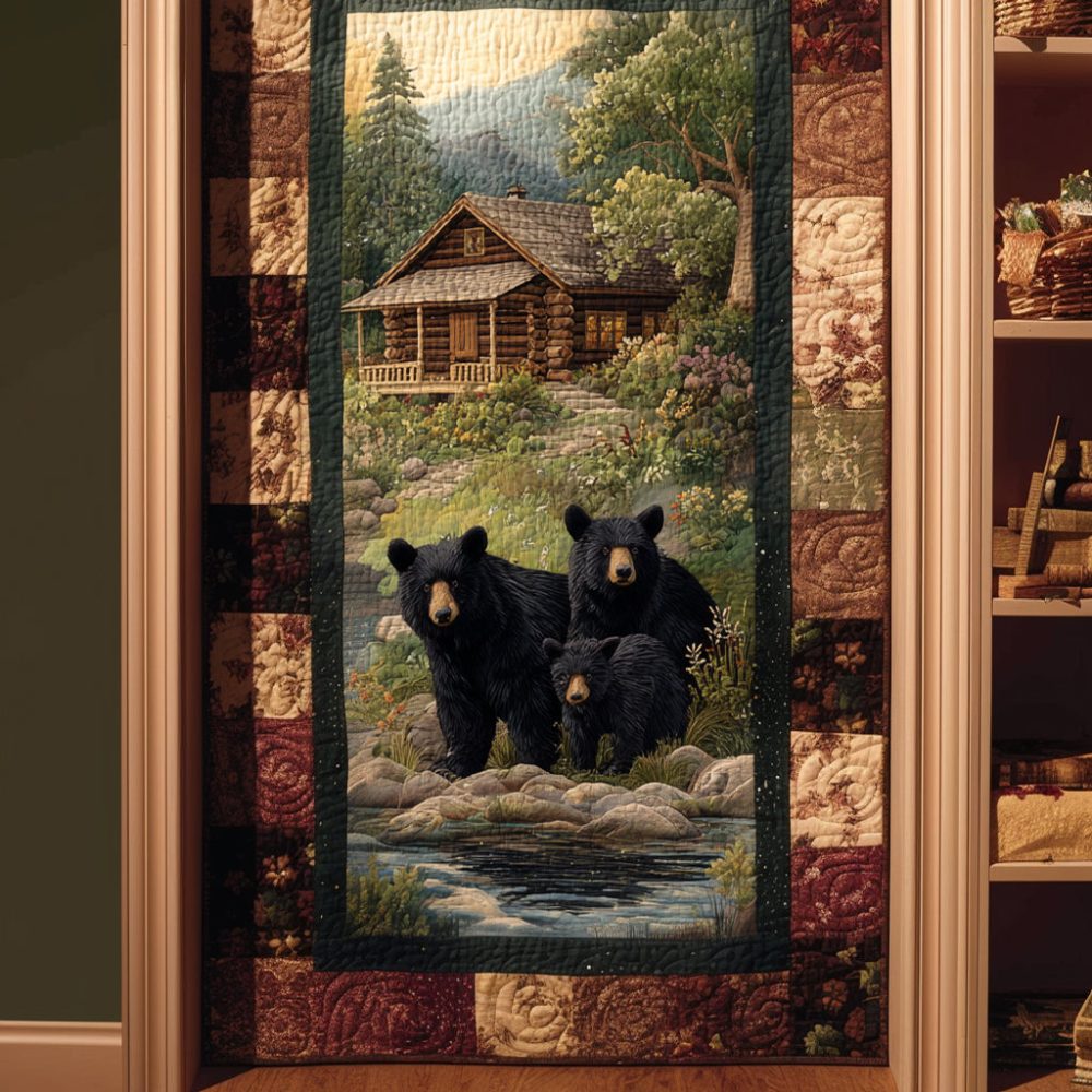 Black Bear Quilted Door Cover
