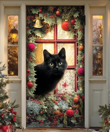 Black Cat Cozy Midnight Quilted Door Cover
