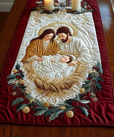 Blessed Family Quilted Table Runner