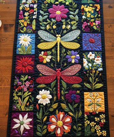 Bloom Dragonfly Quilted Table Runner
