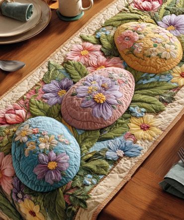Bloom Eggs Quilted Table Runner