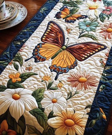 Bloom And Butterfly Quilted Table Runner