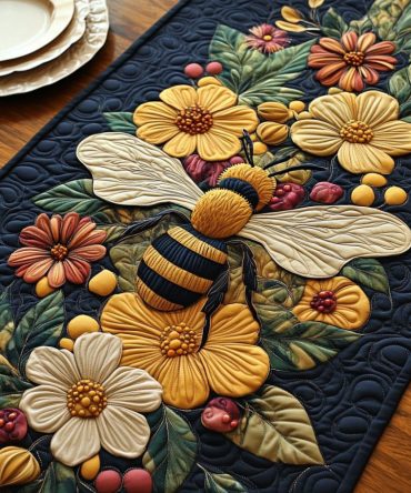 Bloom And Buzz Charm Quilted Table Runner