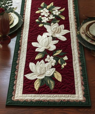 Bloom Of Elegance Quilted Table Runner