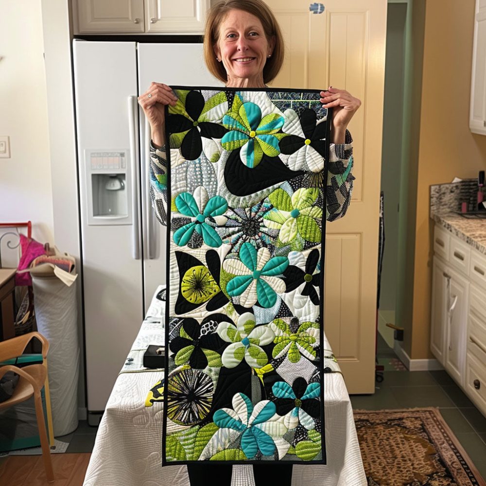 Blooming Spectrum Quilted Table Runner