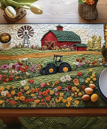 Blooming Barnyard Quilted Table Runner