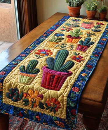 Blooming Cactus Quilted Table Runner