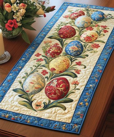 Blooming Eggs Quilted Table Runner
