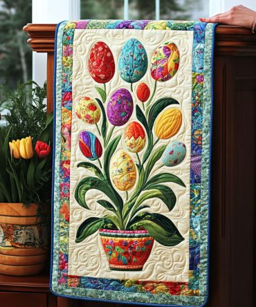 Blooming Eggscape Quilted Table Runner