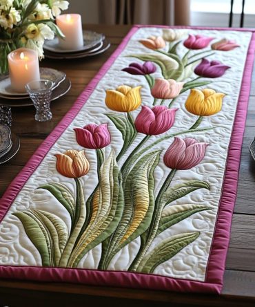 Blooming Elegance Quilted Table Runner