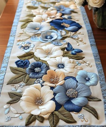 Blooming Elegance Quilted Table Runner