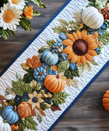 Blooming Fall Lane Quilted Table Runner