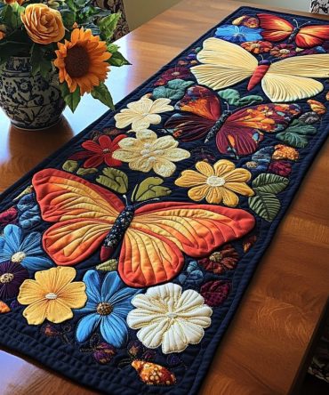 Blooming Flight Quilted Table Runner