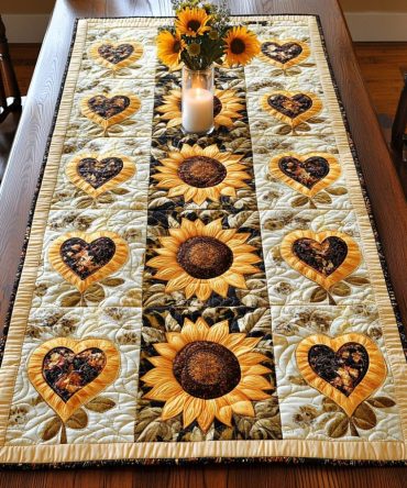 Blooming Hearts Quilted Table Runner