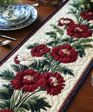 Blooming Ohio Beauty Quilted Table Runner