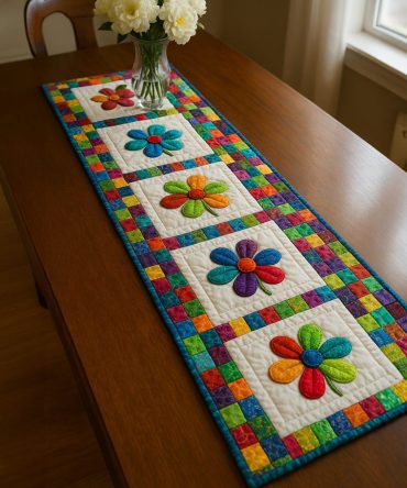Blooming Patchwork Quilted Table Runner