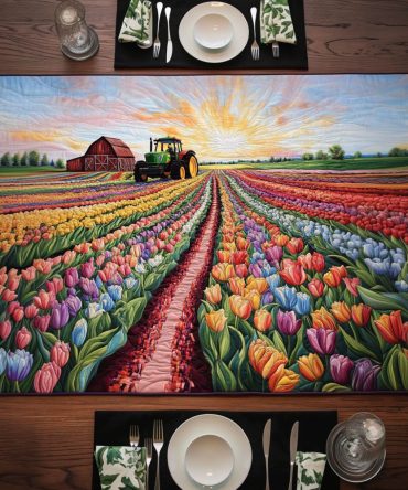 Blooming Pathway Quilted Table Runner