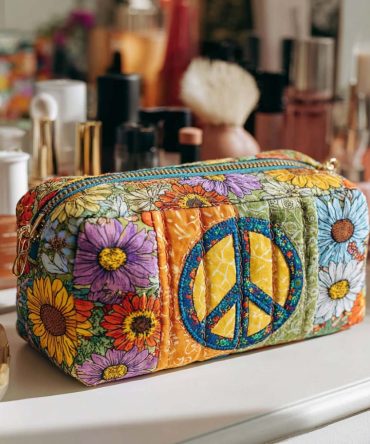 Blooming Peace Quilted Makeup Bag