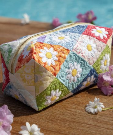 Bloomy Charm Quilted Makeup Bag