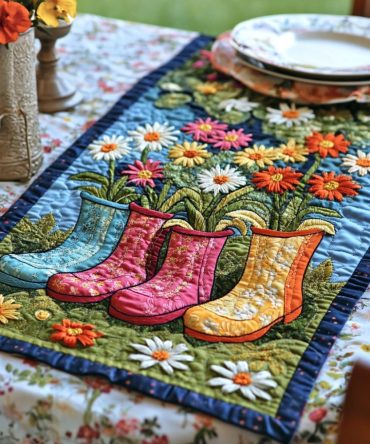 Blossom Boots Quilted Table Runner