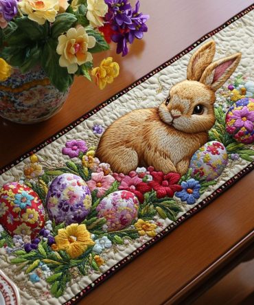 Blossom Bunny Joy Quilted Table Runner