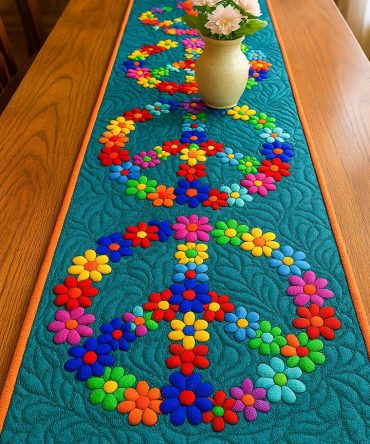 Blossoming Peace Quilted Table Runner