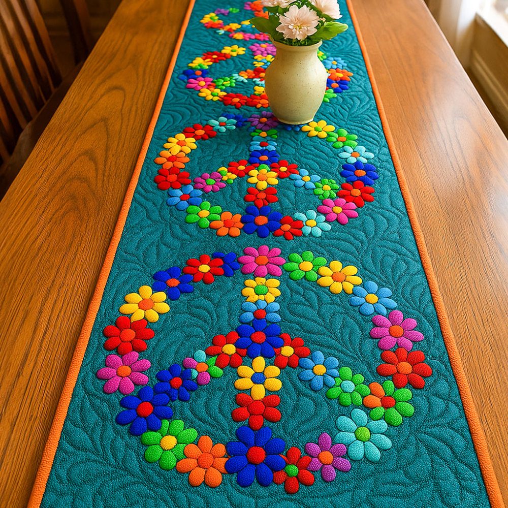 Blossoming Peace Quilted Table Runner
