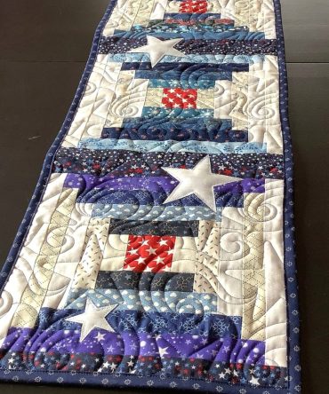 Blue Glory Quilted Table Runner