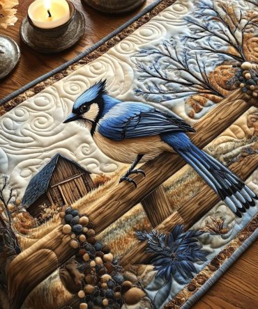 Blue Jay Serenade Quilted Table Runner