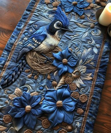 Blue Jewel Quilted Table Runner