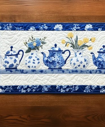 Blue Line Quilted Table Runner