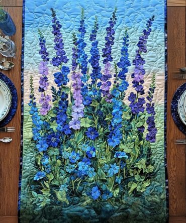 Blue Meadow Quilted Table Runner