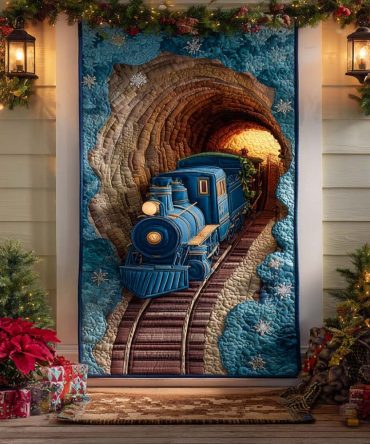 Blue Twilight Journey Quilted Door Cover