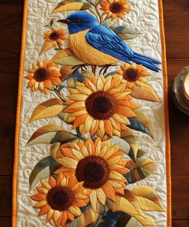 Blue Whisper Quilted Table Runner