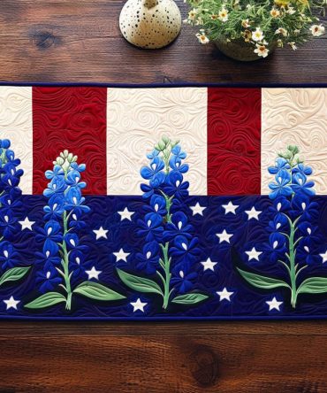 Bluebonnet Stars Quilted Table Runner