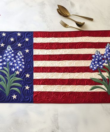 Bluebonnet Stripes Quilted Table Runner