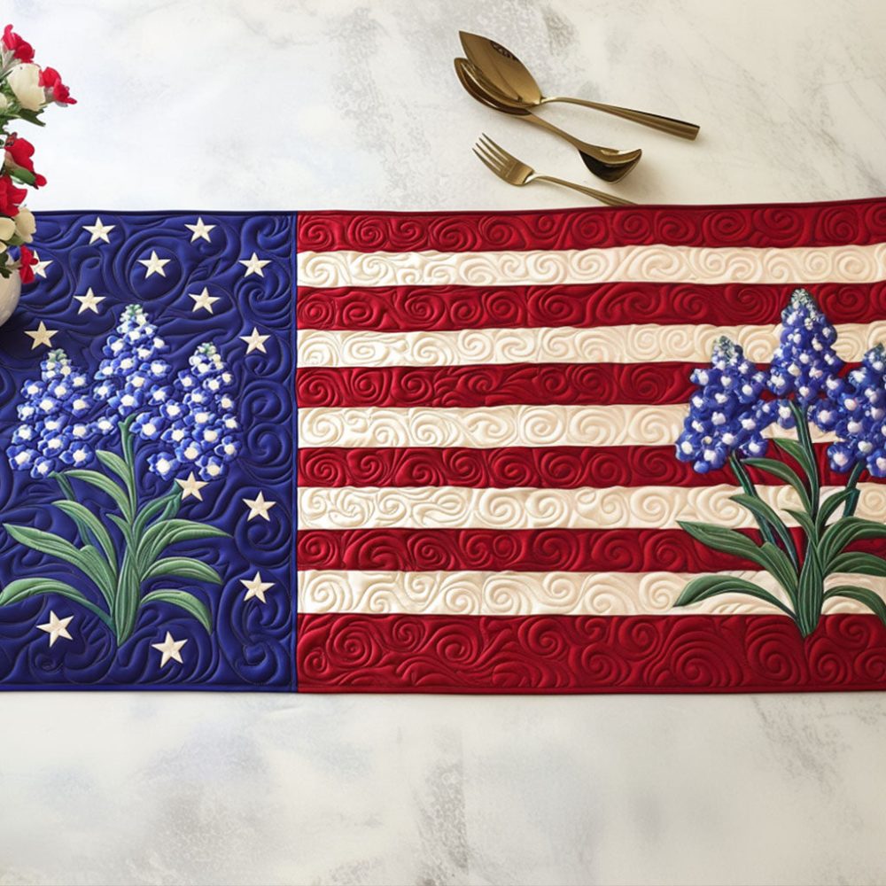 Bluebonnet Stripes Quilted Table Runner