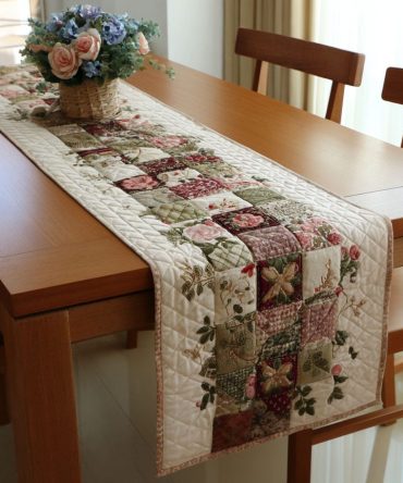 Blush Garden Heirloom Quilted Table Runner
