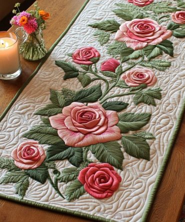 Blush Garden Quilted Table Runner